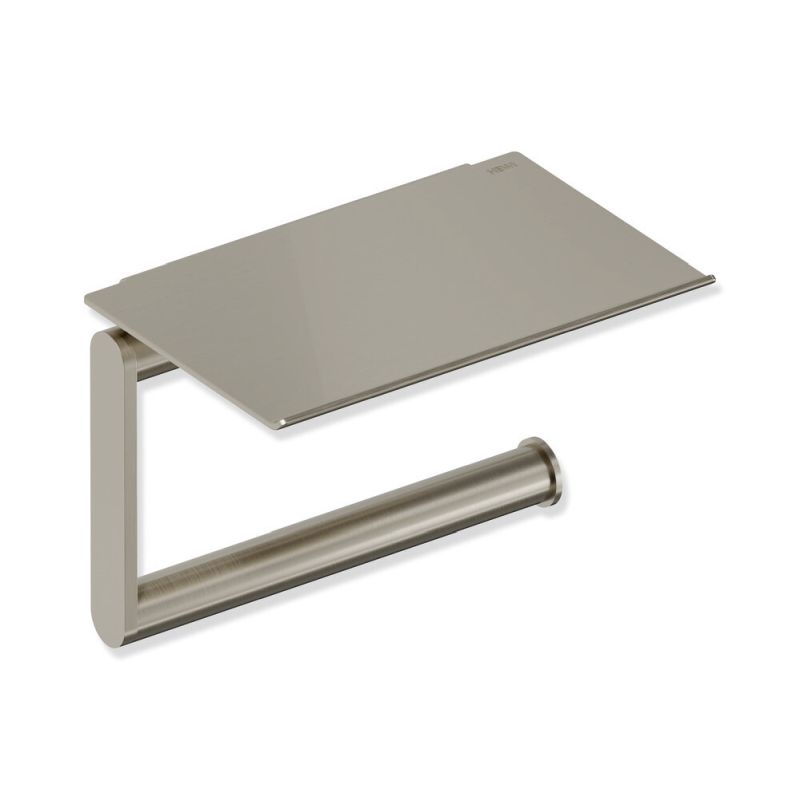 HEWI Metallics Wall Mounted Toilet Roll Holder With Shelf - Brushed Nickel